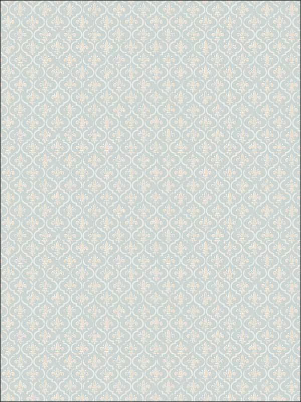 Petite Fleur de lis Soft Blue Wallpaper FS50502 by Wallquest Wallpaper for sale at Wallpapers To Go