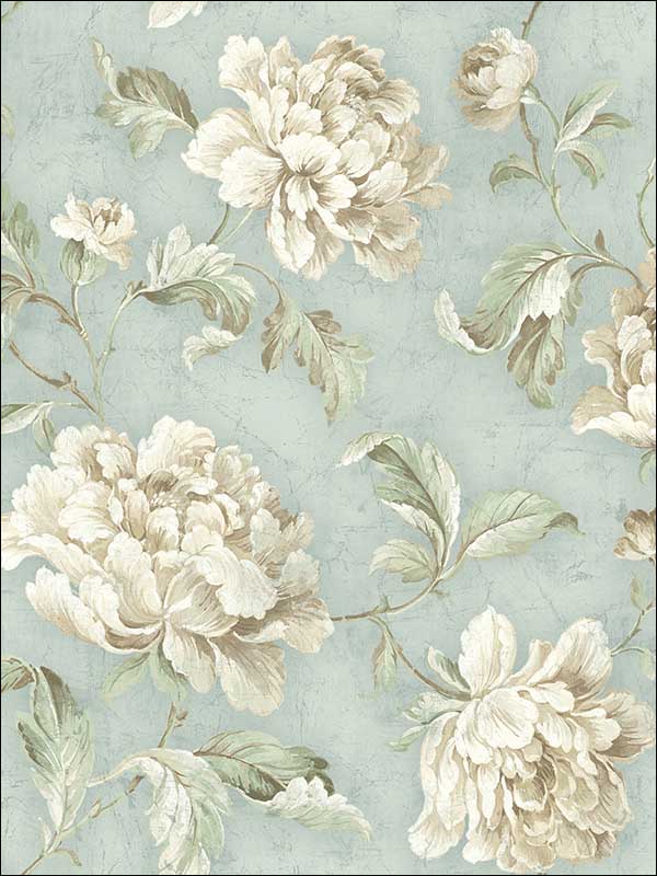 Vintage Floral Trail Vintage Blue Wallpaper MV81502 by Wallquest Wallpaper for sale at Wallpapers To Go