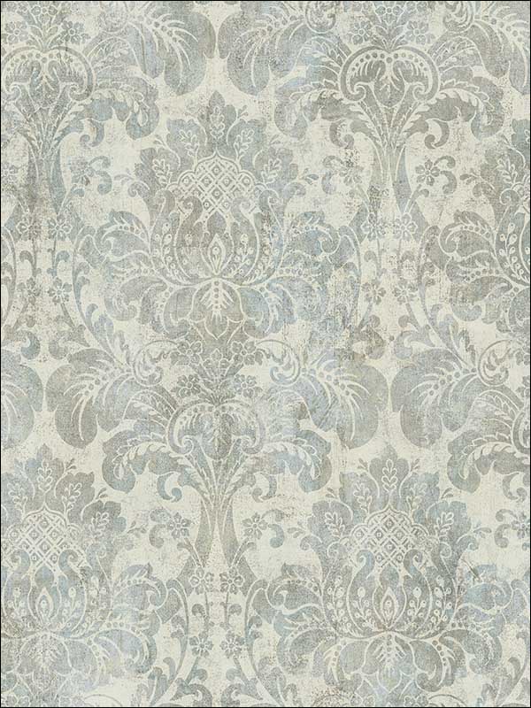 Distressed Damask Plated Wallpaper MV81702 by Wallquest Wallpaper for sale at Wallpapers To Go