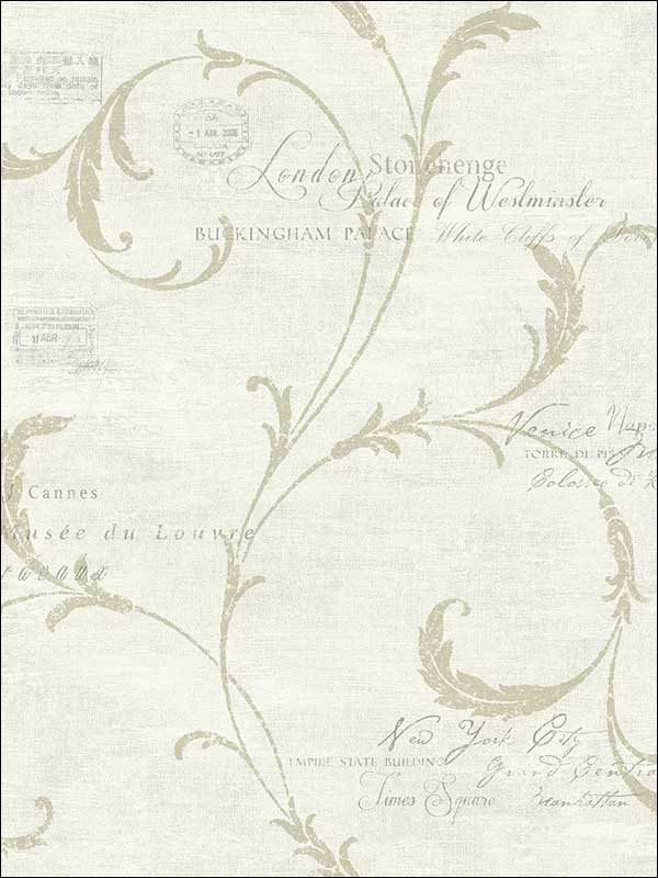 Vintage Scroll Antique Gold Wallpaper MV82107 by Wallquest Wallpaper for sale at Wallpapers To Go