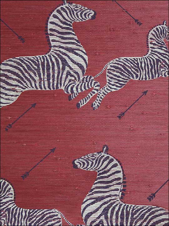 Zebras Zebras On Red Wallpaper G81388M002 by Scalamandre Wallpaper