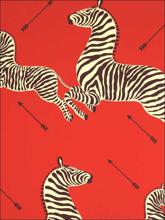 Zebras Masai Red Wallpaper WP81388M001 by Scalamandre Wallpaper for sale at Wallpapers To Go