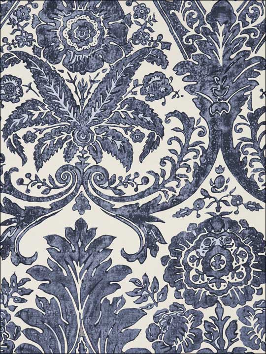 Luciana Damask Print Denim Wallpaper SC0003WP88354 by Scalamandre Wallpaper for sale at Wallpapers To Go