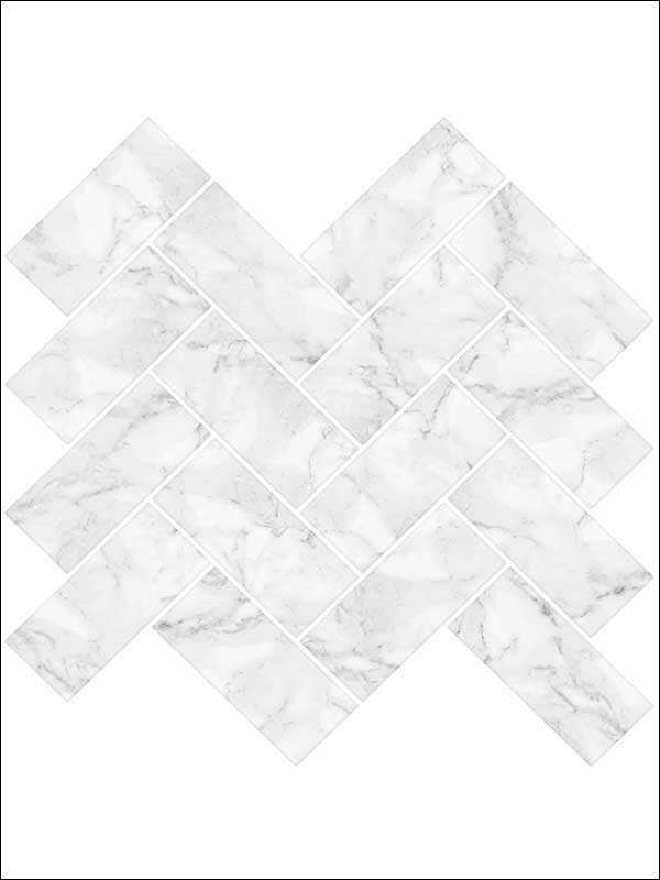 Herringbone Carrara Peel and Stick Backsplash Tiles NH2358 by Brewster Wallpaper for sale at Wallpapers To Go