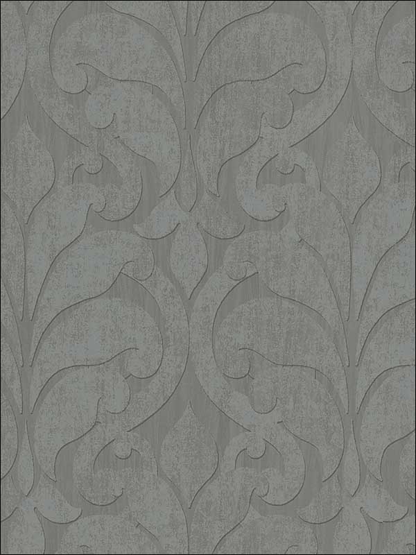Vallon Grey Damask Wallpaper 376001 by Eijffinger Wallpaper for sale at Wallpapers To Go