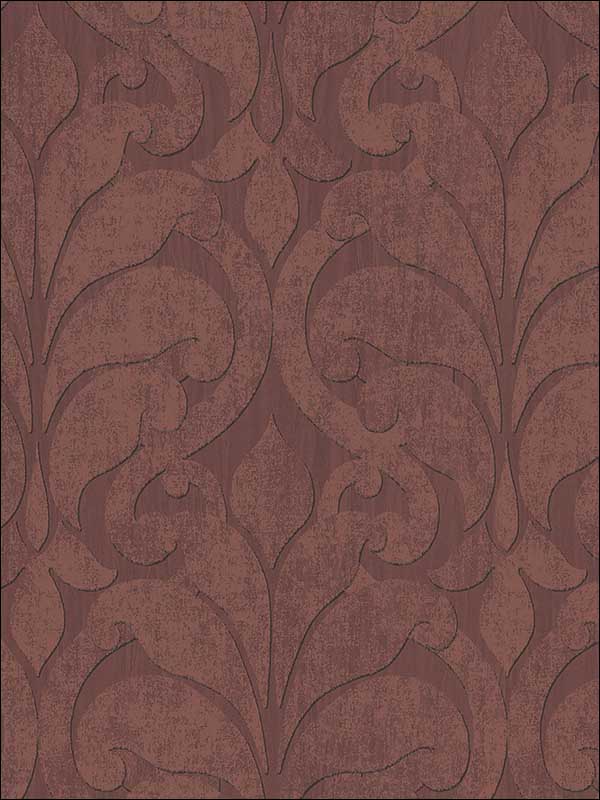Vallon Maroon Damask Wallpaper 376002 by Eijffinger Wallpaper for sale at Wallpapers To Go