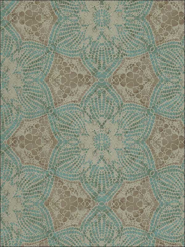 Seychelles Teal Medallion Wallpaper 376052 by Eijffinger Wallpaper for sale at Wallpapers To Go