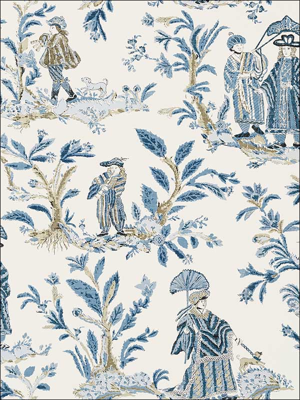 Royale Toile Blue Wallpaper T72573 by Thibaut Wallpaper for sale at Wallpapers To Go