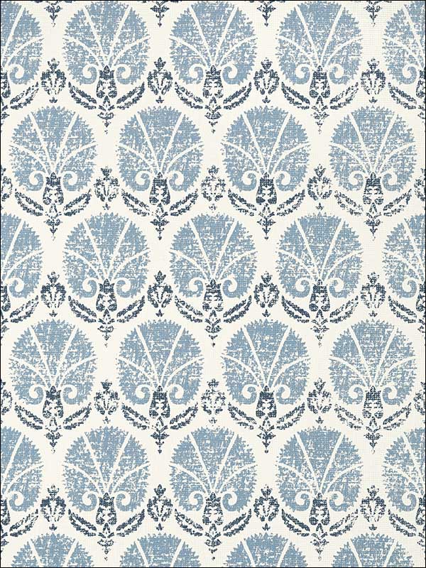 Turkish Damask Blue and White Wallpaper T72611 by Thibaut Wallpaper for sale at Wallpapers To Go