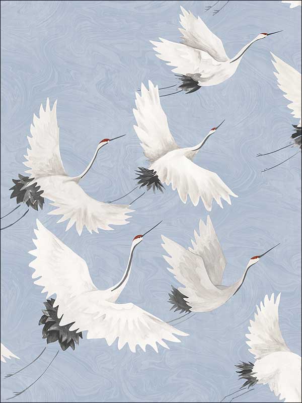 Windsong Periwinkle Crane Wallpaper 276424303 by A Street Prints Wallpaper for sale at Wallpapers To Go