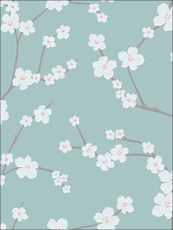 Sakura Turquoise Floral Wallpaper 276424324 by A Street Prints Wallpaper for sale at Wallpapers To Go