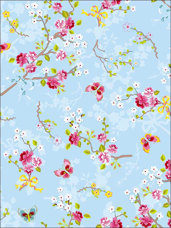 Ilse Light Blue Cherry Blossom Wallpaper 375071 by Eijffinger Wallpaper for sale at Wallpapers To Go
