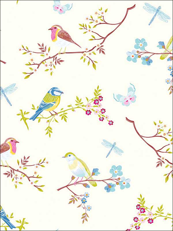Marit Cream Bird Wallpaper 375080 by Eijffinger Wallpaper for sale at Wallpapers To Go