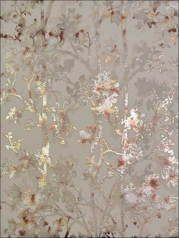 Shimmering Foliage Khaki Multi Wallpaper NW3584 by Antonina Vella Wallpaper