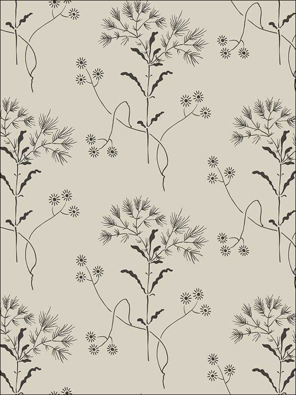 Wildflower White Gatherings Taupe Wallpaper ME1519 by York Wallpaper for sale at Wallpapers To Go