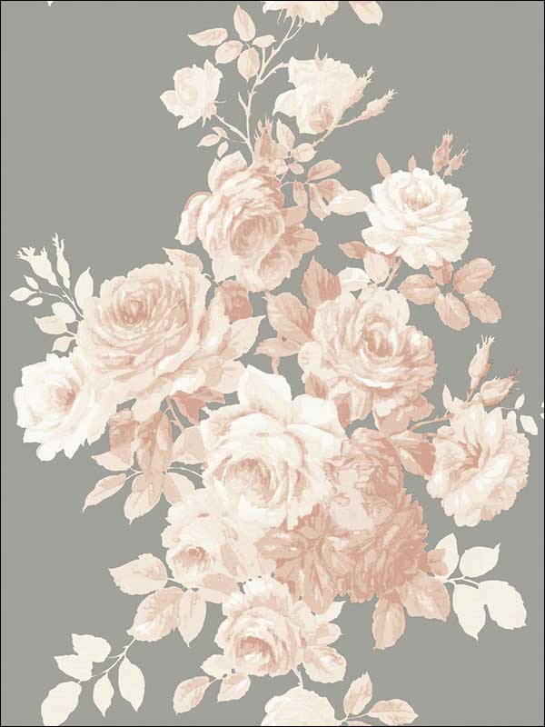 Tea Rose Blush Grey Wallpaper ME1530 by York Wallpaper for sale at Wallpapers To Go
