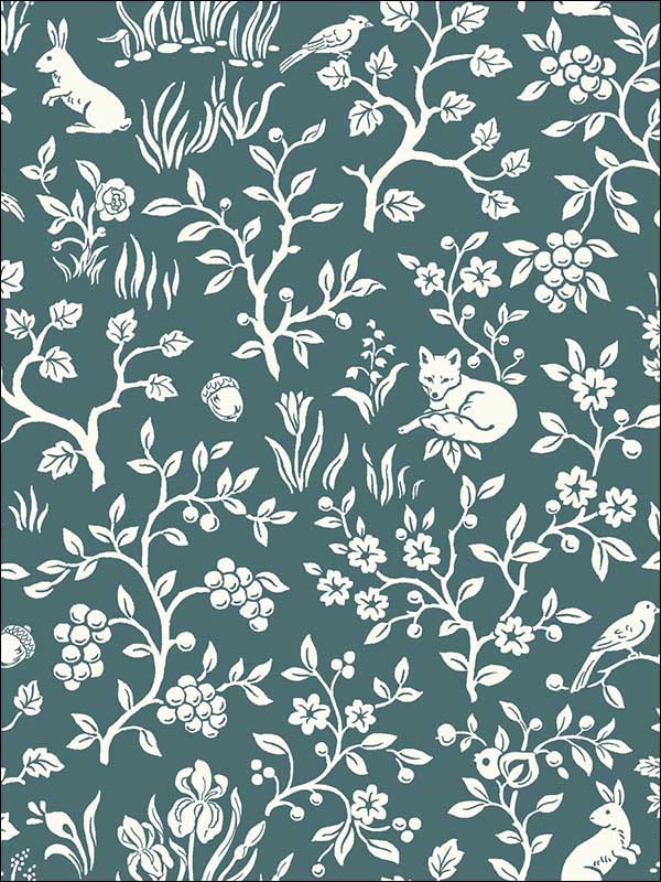 Fox and Hare Weekends Teal Wallpaper ME1574 by York Wallpaper for sale at Wallpapers To Go