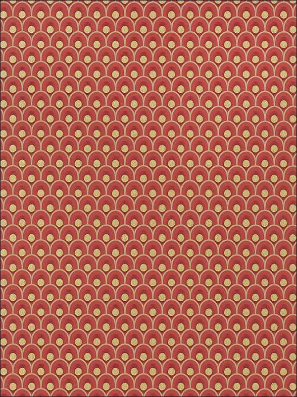 Spencer Metallic Gold on Red Wallpaper AT79155 by Anna French Wallpaper for sale at Wallpapers To Go