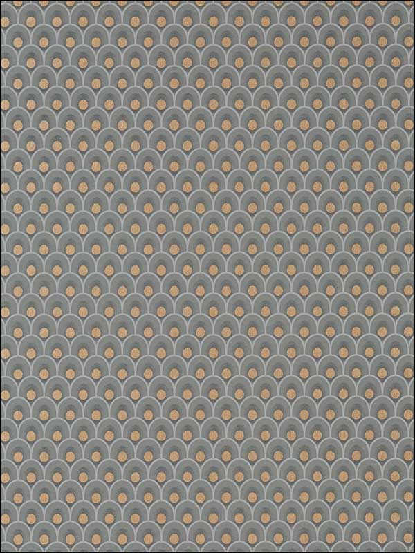 Spencer Metallic Copper on Charcoal Wallpaper AT79157 by Anna French Wallpaper for sale at Wallpapers To Go