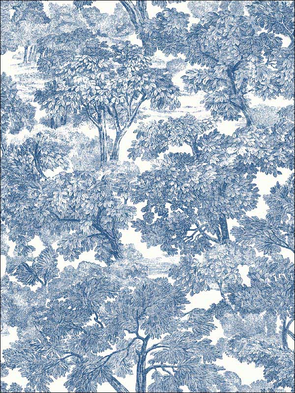 Spinney Blue Toile Wallpaper 311512543 by Chesapeake Wallpaper for sale at Wallpapers To Go