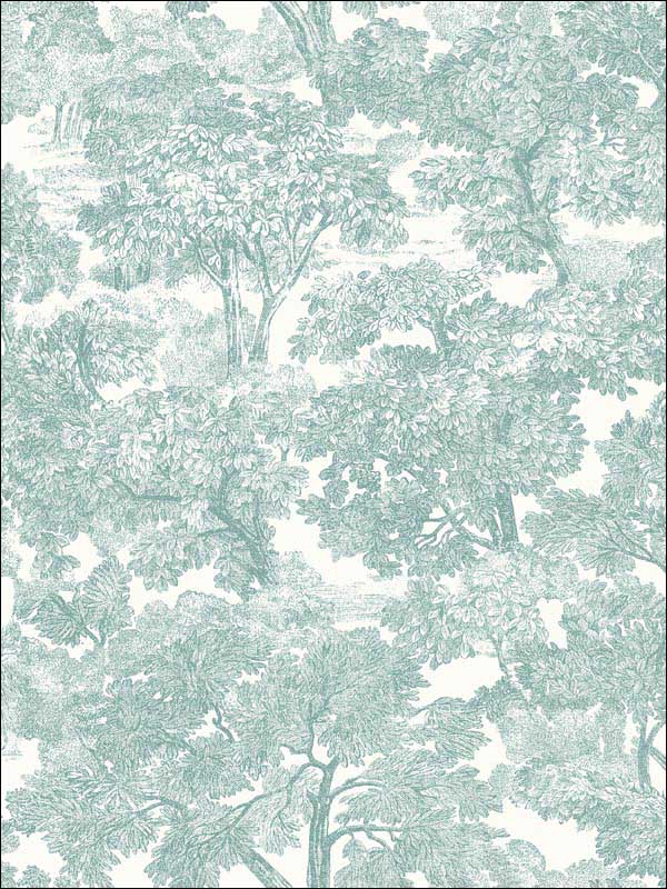 Spinney Teal Toile Wallpaper 311512545 by Chesapeake Wallpaper for sale at Wallpapers To Go