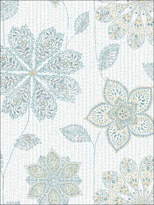 Gypsy Floral Blue Green Peel and Stick Wallpaper  NU1697 by Brewster Wallpaper for sale at Wallpapers To Go