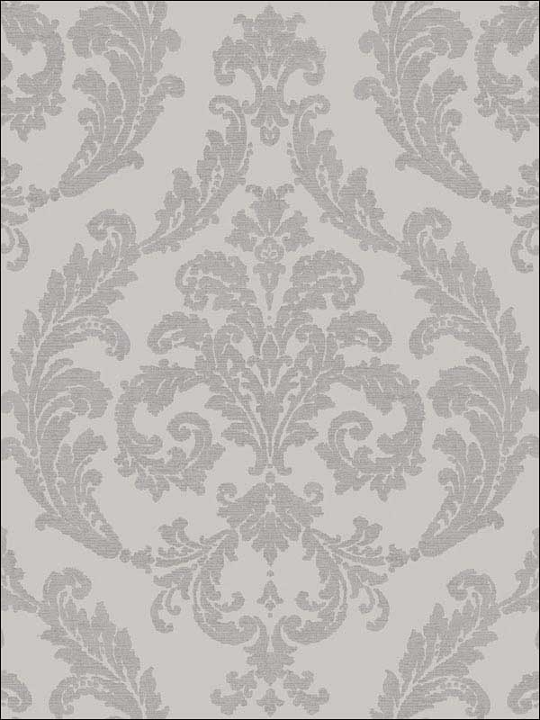 Damask Light Taupe Grey with Silver Wallpaper G67609 by Galerie Wallpaper for sale at Wallpapers To Go