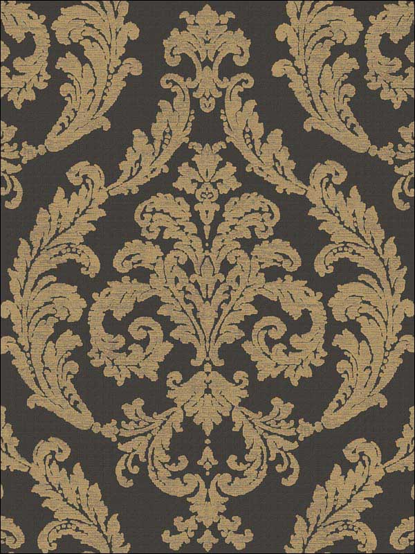 Damask Black and Bronze Wallpaper G67613 by Galerie Wallpaper for sale at Wallpapers To Go