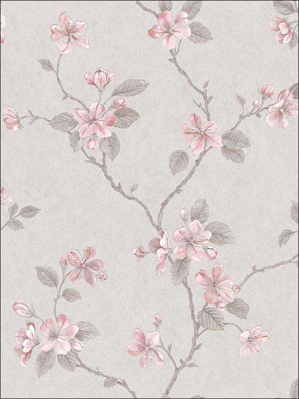 Floral Branches Grey Silver and Pink Wallpaper G67614 by Galerie Wallpaper