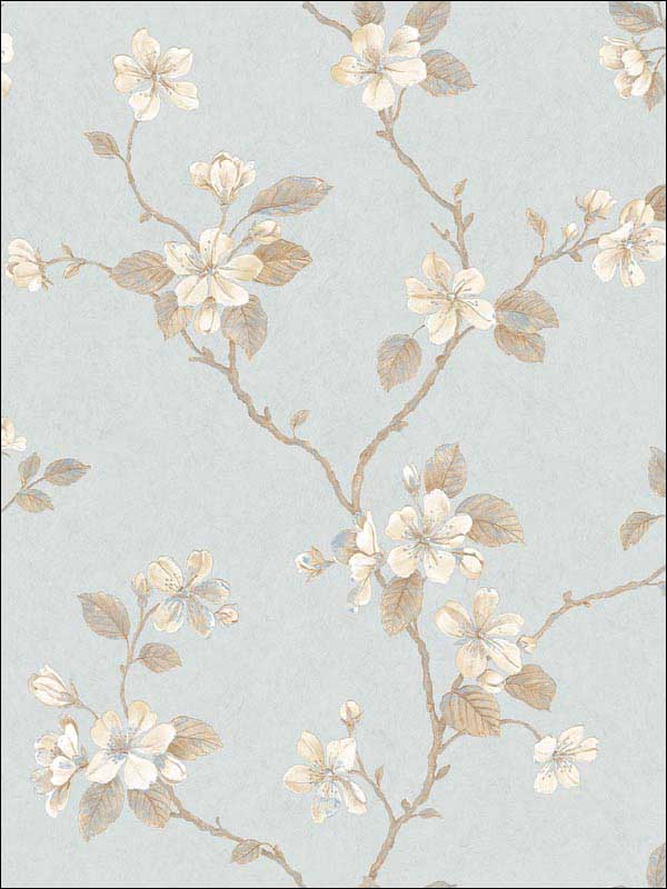 Floral Branches Light Blue Brown White Wallpaper G67617 by Galerie Wallpaper for sale at Wallpapers To Go