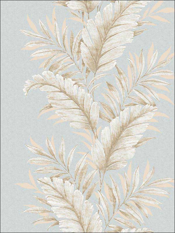 Iridescent Plant Leave Light Blue Beige Brown Wallpaper G67650 by Galerie Wallpaper for sale at Wallpapers To Go