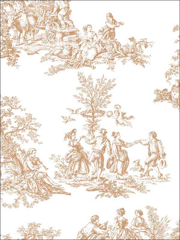 Romantic Toile Metallic Gold Wallpaper MH36501 by Patton Norwall Wallpaper for sale at Wallpapers To Go
