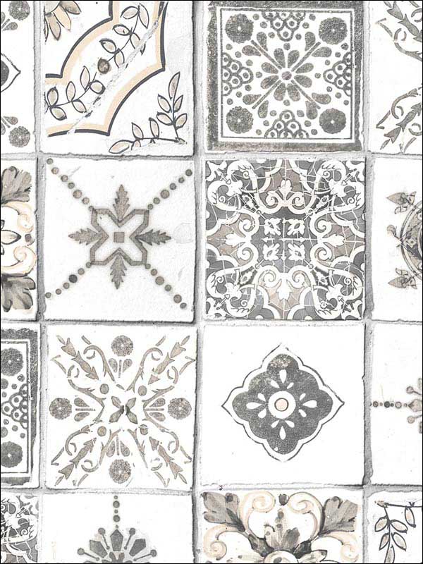 Morrocan Tiles Grey Beige Wallpaper CK36620 by Patton Norwall Wallpaper for sale at Wallpapers To Go
