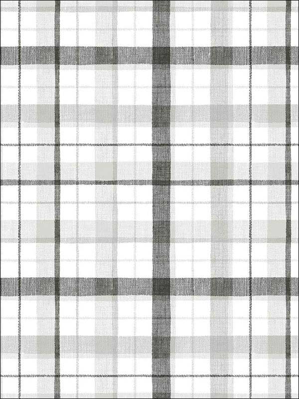 Linen Plaid Black Grey Wallpaper CK36628 by Patton Norwall Wallpaper for sale at Wallpapers To Go