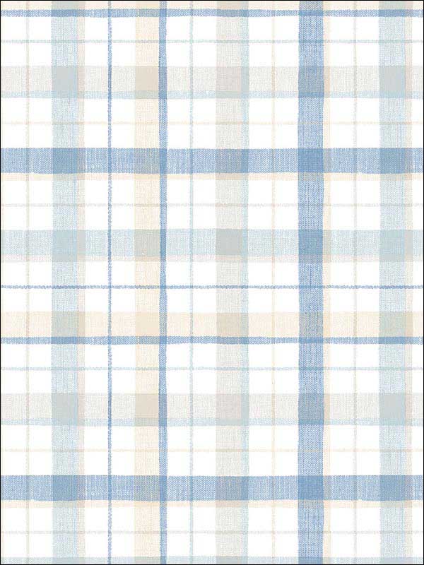 Linen Plaid Blue Beige Wallpaper CK36629 by Patton Norwall Wallpaper for sale at Wallpapers To Go