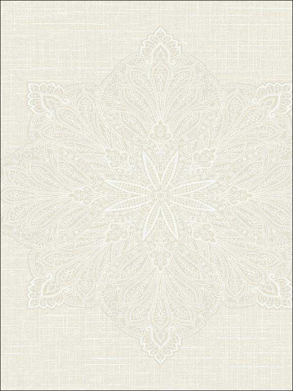 Medallion Lace Filigree Texture Neutrals and White Wallpaper 1620000 by Seabrook Wallpaper for sale at Wallpapers To Go