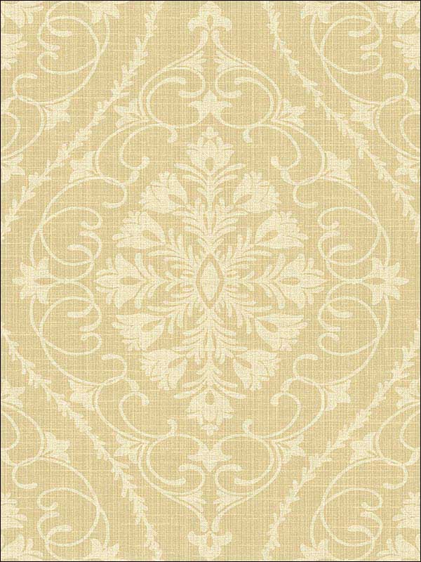 Ogee Scroll Damask Tan and Off White Wallpaper 1620905 by Seabrook Wallpaper for sale at Wallpapers To Go
