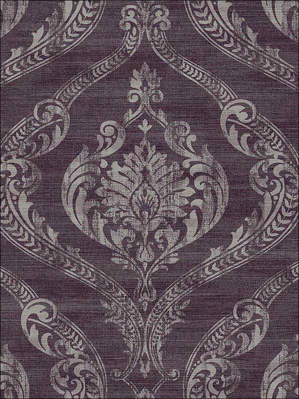 Damask Purple and Gray Wallpaper 1621801 by Seabrook Wallpaper for sale at Wallpapers To Go