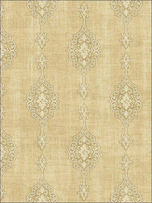 Medallion Striped Tan Off White Raised Ink Wallpaper 1731405 by Seabrook Wallpaper for sale at Wallpapers To Go