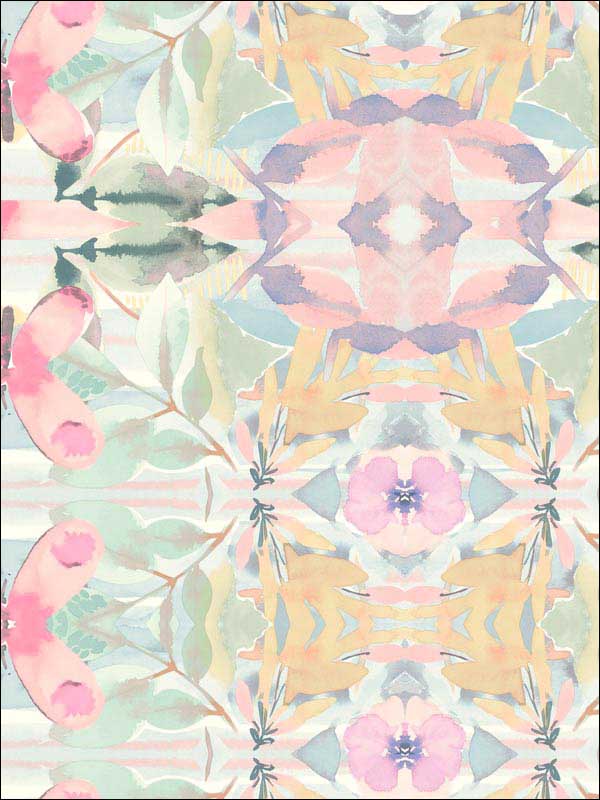Synchronized Floral Pink Peel And Stick Wallpaper RMK10853WP by York Wallpaper for sale at Wallpapers To Go