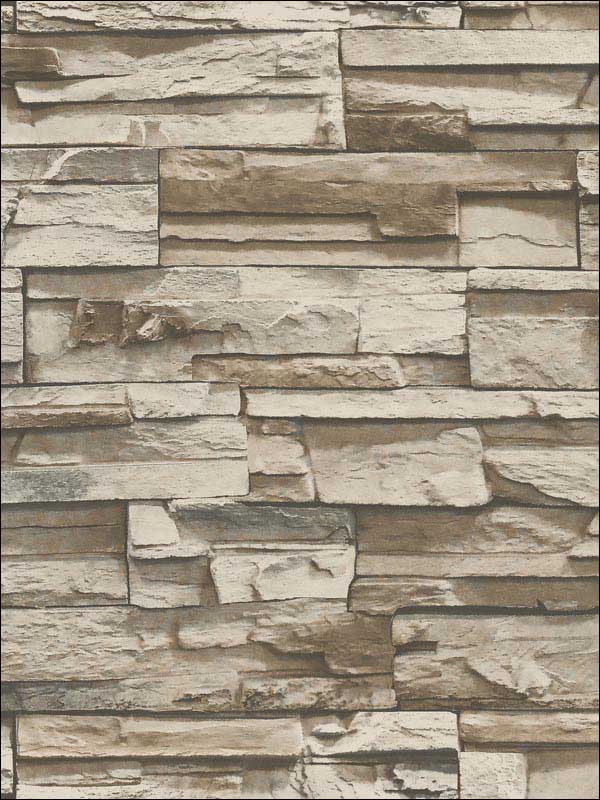 Brown Stacked Stone Peel and Stick Wallpaper RMK9025WP by York Wallpaper for sale at Wallpapers To Go