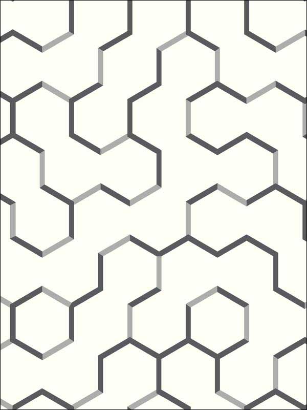 Grey Open Geometric Peel And Stick Wallpaper RMK9091WP by York Wallpaper