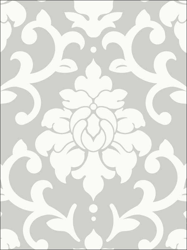 Grey Damask Peel And Stick Wallpaper RMK9112WP by York Wallpaper for sale at Wallpapers To Go
