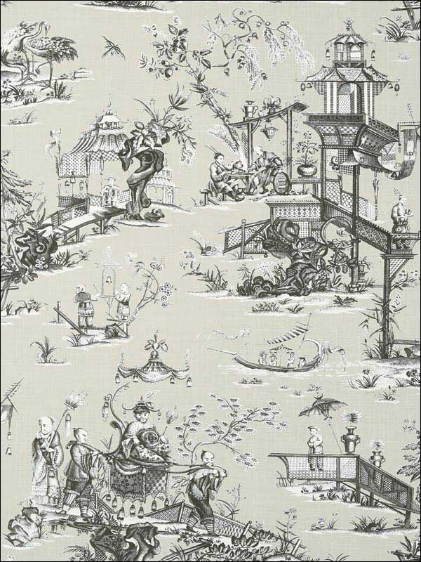 Cheng Toile Beige and Black Wallpaper T75469 by Thibaut Wallpaper for sale at Wallpapers To Go