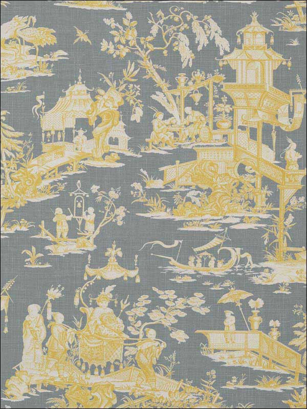 Cheng Toile Yellow and Grey Wallpaper T75470 by Thibaut Wallpaper for sale at Wallpapers To Go