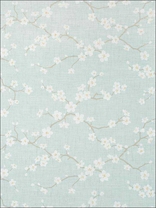 Sakura Aqua Wallpaper T75516 by Thibaut Wallpaper for sale at Wallpapers To Go