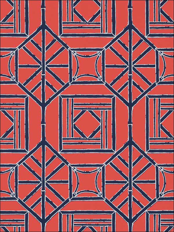 Shoji Panel Red and Blue Wallpaper T75518 by Thibaut Wallpaper for sale at Wallpapers To Go