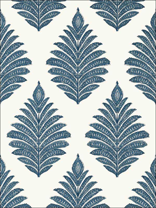 Palampore Leaf Blue and White Wallpaper AT78725 by Anna French Wallpaper for sale at Wallpapers To Go