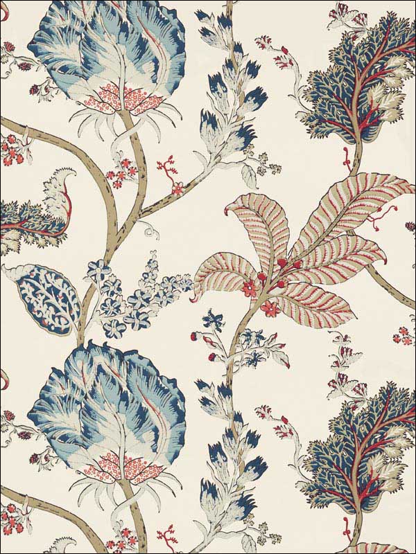 Kalamkari Vine Blue and Red Wallpaper AT78742 by Anna French Wallpaper for sale at Wallpapers To Go