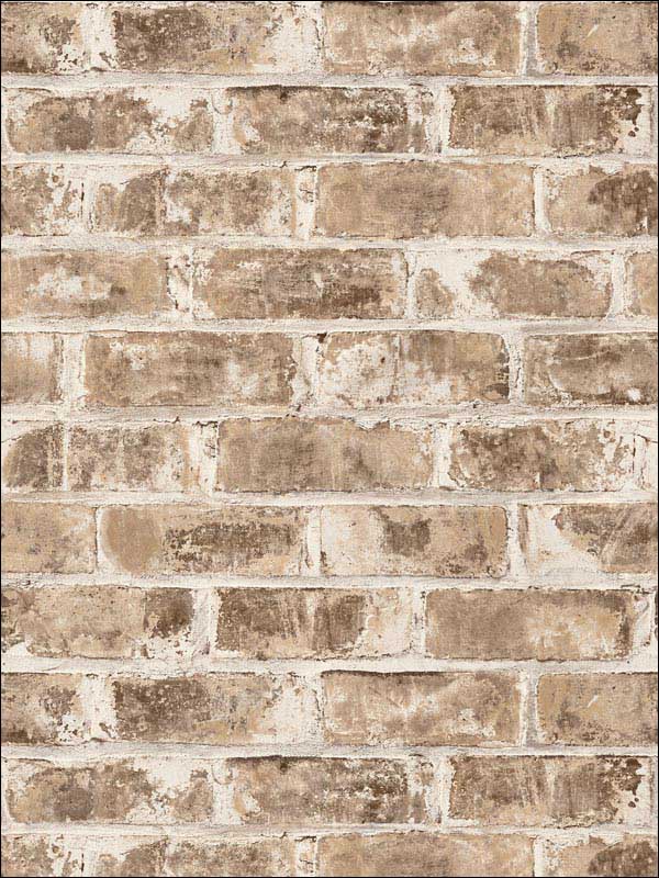 Jomax Neutral Warehouse Brick Wallpaper UW24762 by Brewster Wallpaper for sale at Wallpapers To Go